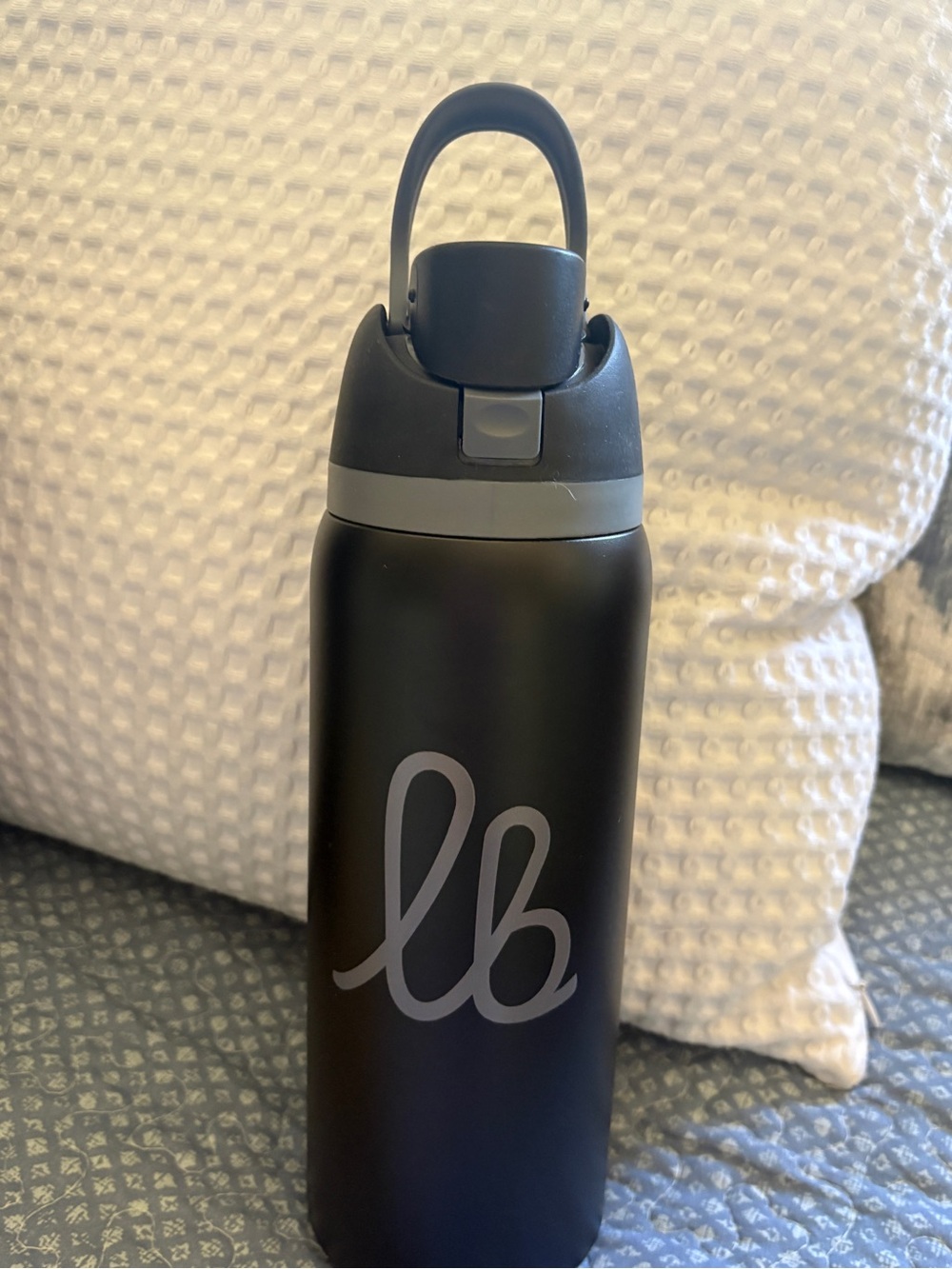 New Black Stainless Steel Water Bottle with Grey Logo